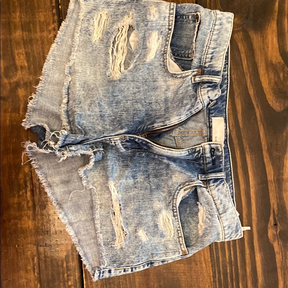 Garage Light Blue Distressed Jean Shorts